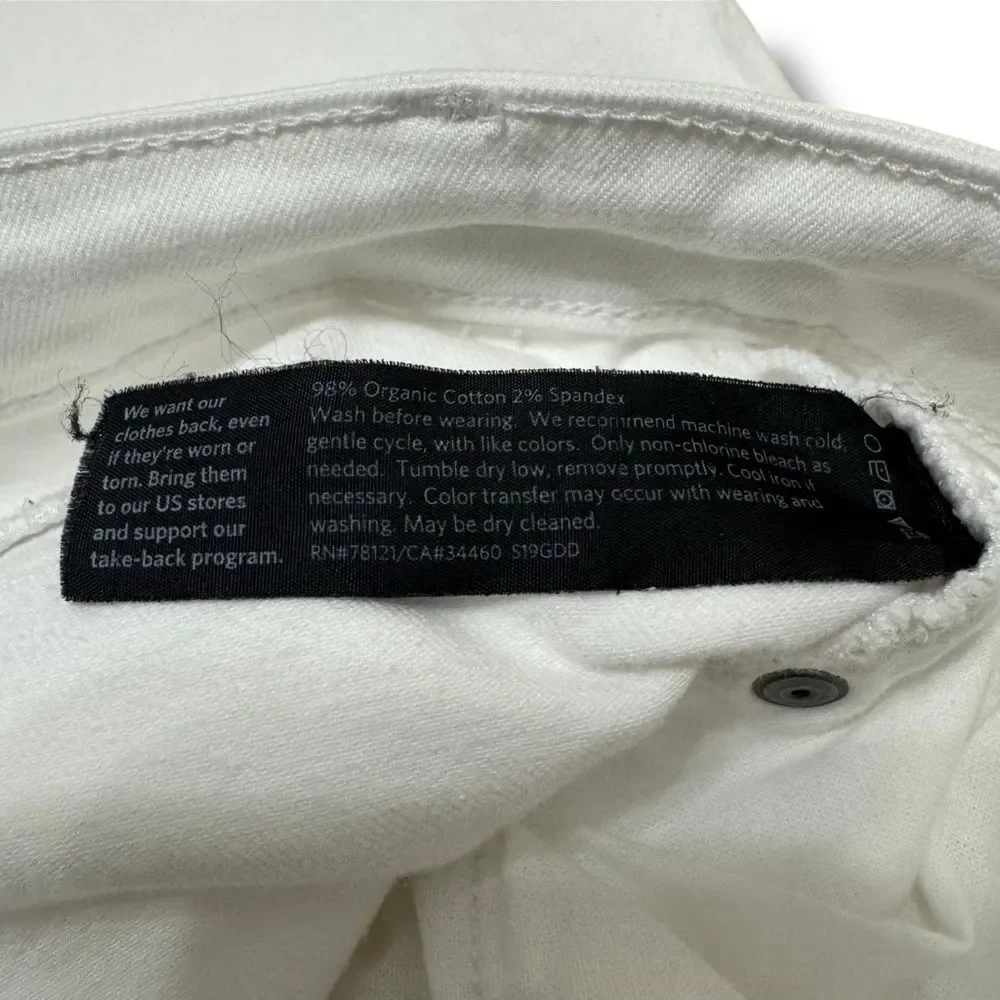 Eileen Fisher White Cropped Jeans 8 High Rise Minimal Clean Capsule Denim